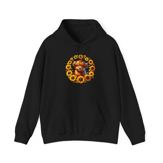 Sunflower Highland Cow Hoodie — Sunflower & Highland Cow Graphic Sweatshirt