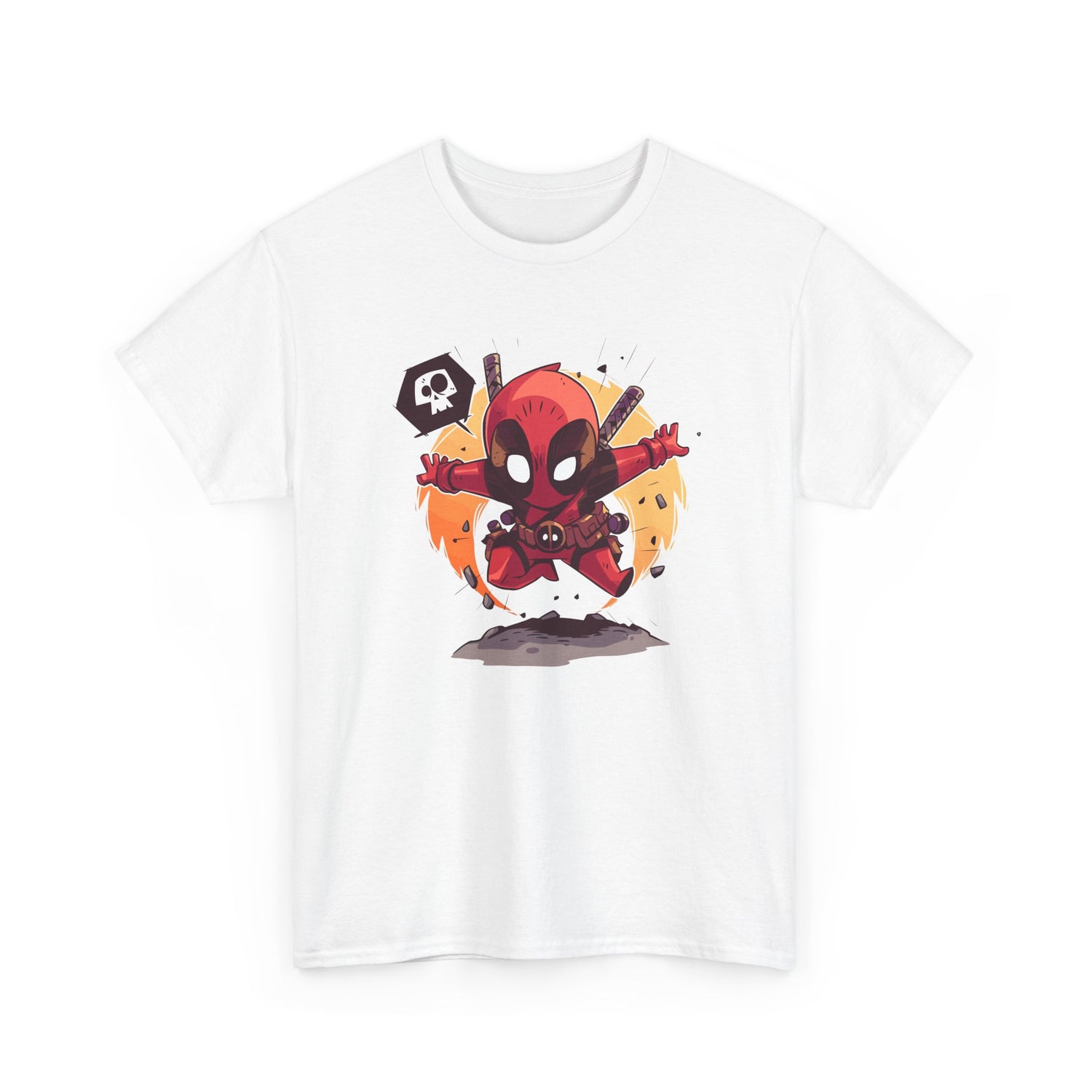 Chibi Red Masked Mercenary Tee | Cute Deadpool Style Graphic Shirt, Unisex T-Shirt, Heavy Cotton Tee, Red Masked Mercenary Shirt, Cute