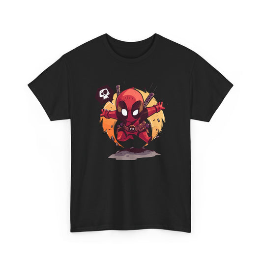 Chibi Red Masked Mercenary Tee | Cute Deadpool Style Graphic Shirt, Unisex T-Shirt, Heavy Cotton Tee, Red Masked Mercenary Shirt, Cute
