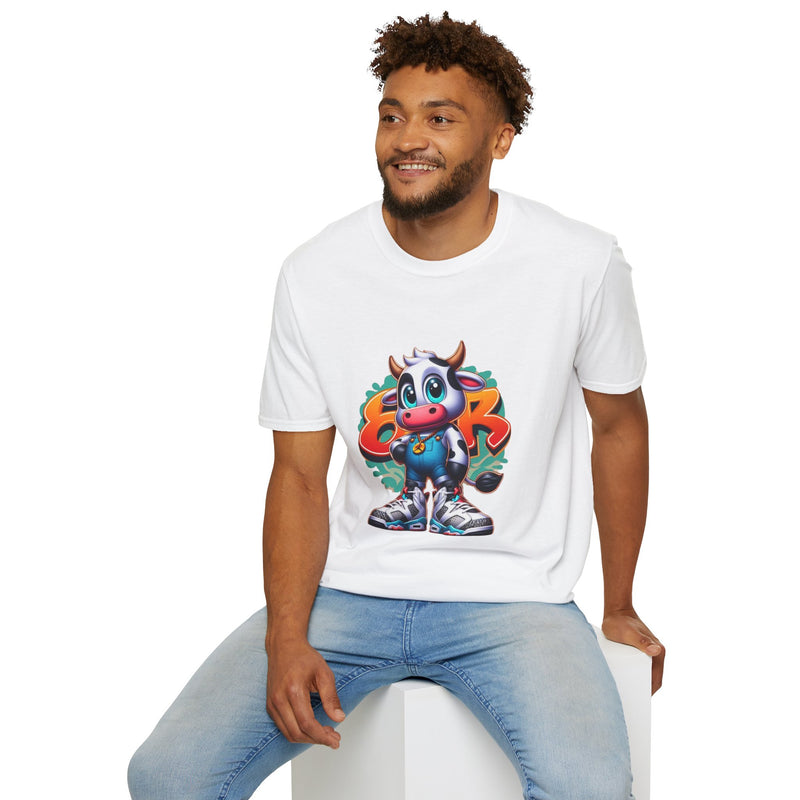 Cow Cartoon Graphic T-Shirt — Streetwear Cute Cow Design