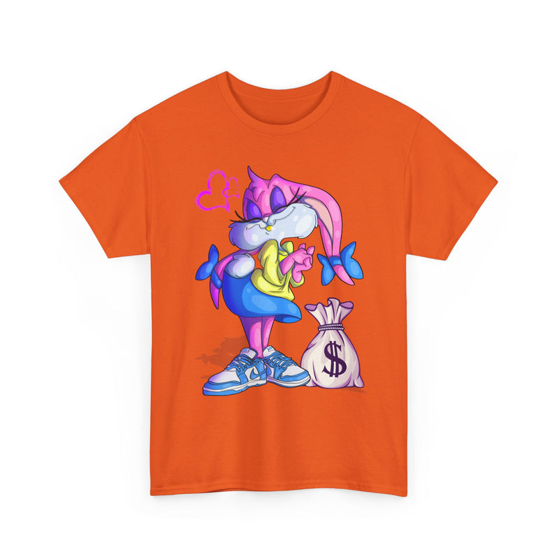 Cartoon Pink Bunny with Money Bag T-Shirt | Cute Streetwear Tee