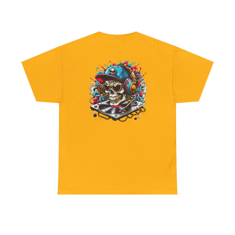 DJ Skull Graphic Tee, Music Lover Shirt, Skull with Headphones T-Shirt, Unisex Cotton Tee, DJ Gift Shirt