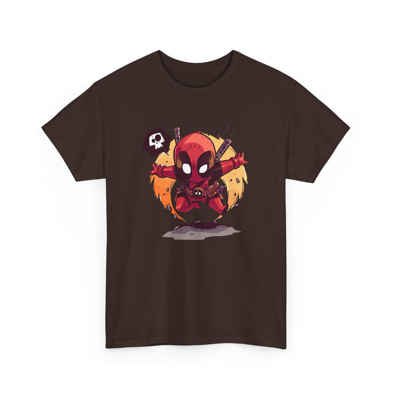 Chibi Red Masked Mercenary Tee | Cute Deadpool Style Graphic Shirt, Unisex T-Shirt, Heavy Cotton Tee, Red Masked Mercenary Shirt, Cute