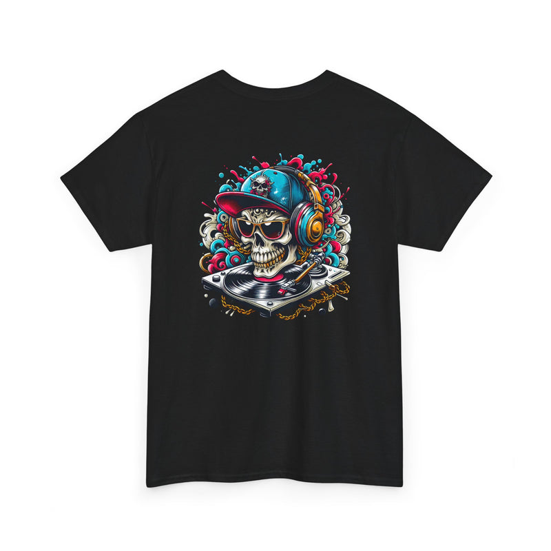 DJ Skull Graphic Tee, Music Lover Shirt, Skull with Headphones T-Shirt, Unisex Cotton Tee, DJ Gift Shirt
