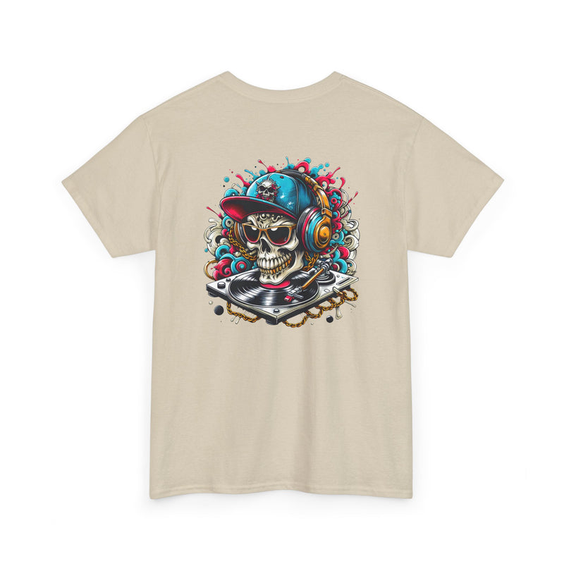 DJ Skull Graphic Tee, Music Lover Shirt, Skull with Headphones T-Shirt, Unisex Cotton Tee, DJ Gift Shirt