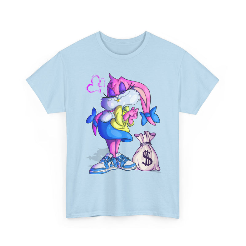 Cartoon Pink Bunny with Money Bag T-Shirt | Cute Streetwear Tee