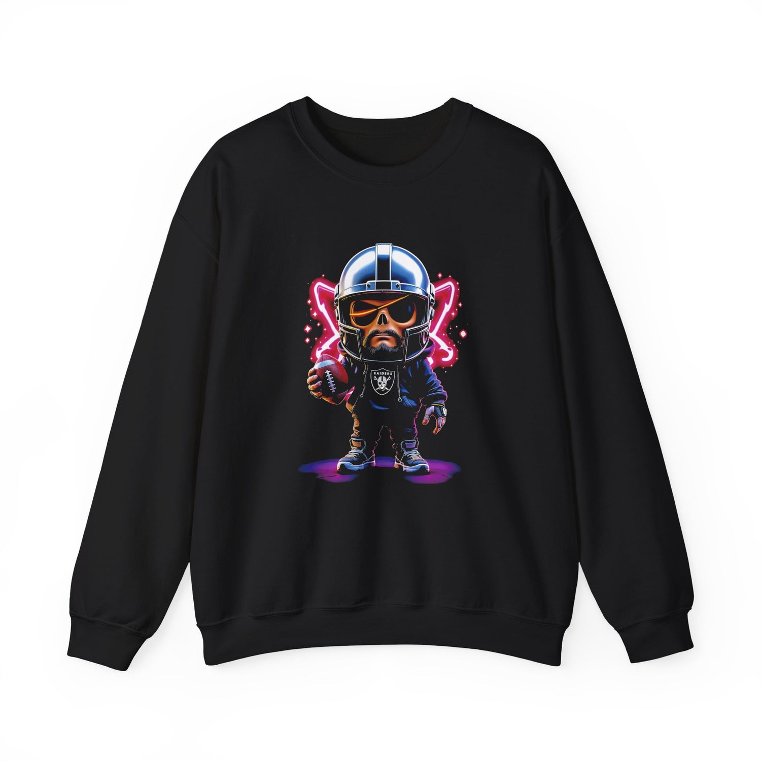 Retro Neon Raider Helmet Kid Character Sweatshirt | Football Mascot Crewneck