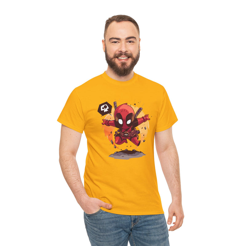 Chibi Red Masked Mercenary Tee | Cute Deadpool Style Graphic Shirt, Unisex T-Shirt, Heavy Cotton Tee, Red Masked Mercenary Shirt, Cute
