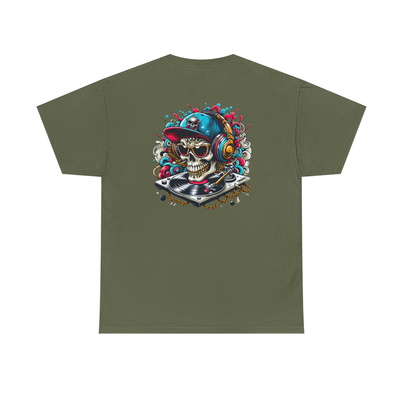 DJ Skull Graphic Tee, Music Lover Shirt, Skull with Headphones T-Shirt, Unisex Cotton Tee, DJ Gift Shirt