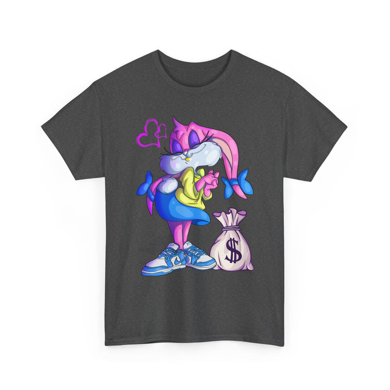 Cartoon Pink Bunny with Money Bag T-Shirt | Cute Streetwear Tee