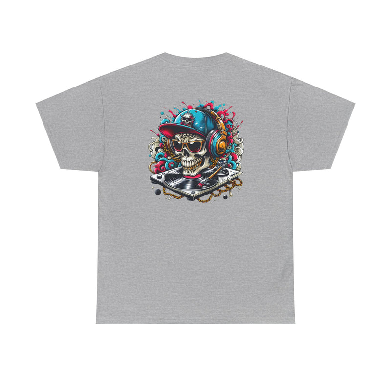 DJ Skull Graphic Tee, Music Lover Shirt, Skull with Headphones T-Shirt, Unisex Cotton Tee, DJ Gift Shirt