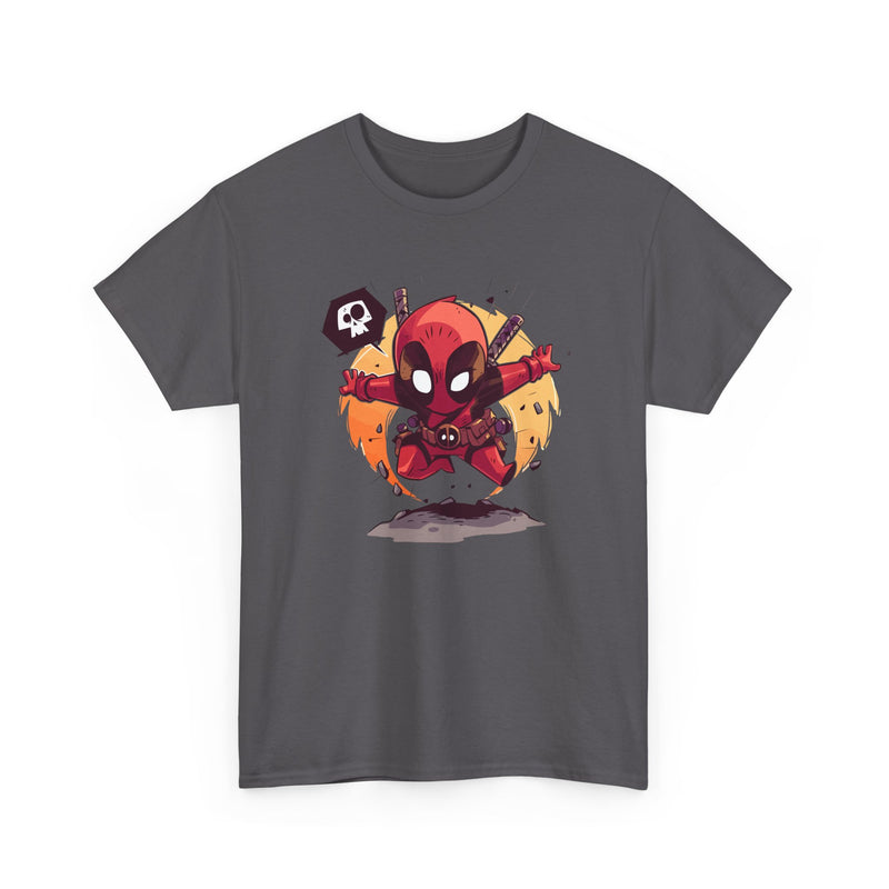 Chibi Red Masked Mercenary Tee | Cute Deadpool Style Graphic Shirt, Unisex T-Shirt, Heavy Cotton Tee, Red Masked Mercenary Shirt, Cute