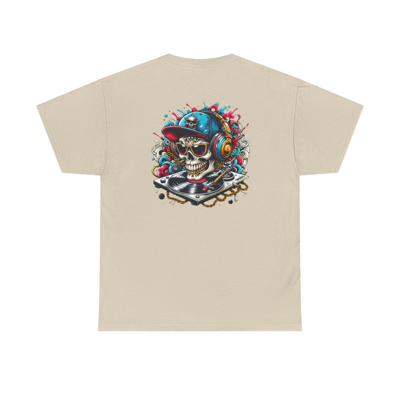 DJ Skull Graphic Tee, Music Lover Shirt, Skull with Headphones T-Shirt, Unisex Cotton Tee, DJ Gift Shirt