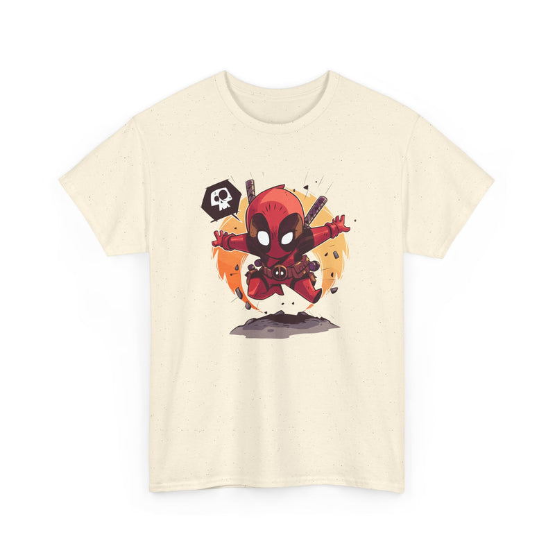 Chibi Red Masked Mercenary Tee | Cute Deadpool Style Graphic Shirt, Unisex T-Shirt, Heavy Cotton Tee, Red Masked Mercenary Shirt, Cute