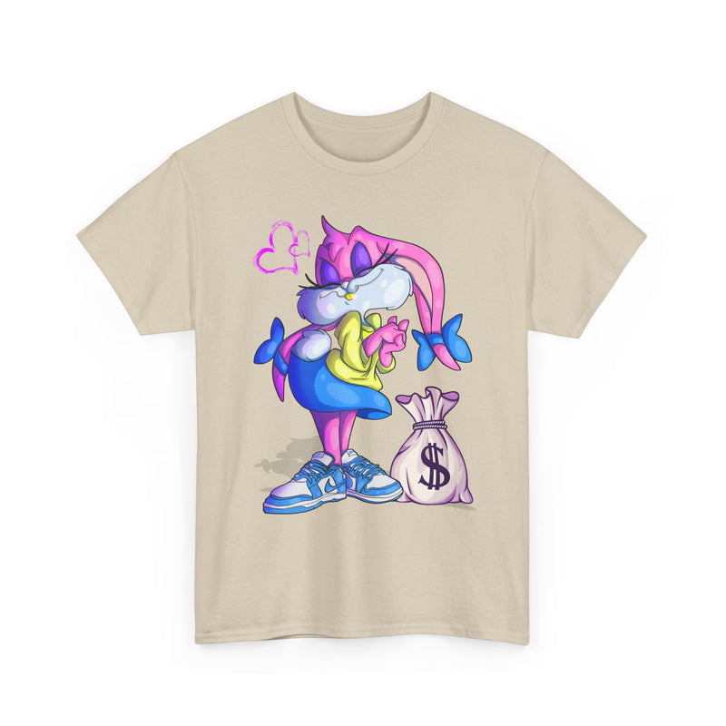 Cartoon Pink Bunny with Money Bag T-Shirt | Cute Streetwear Tee