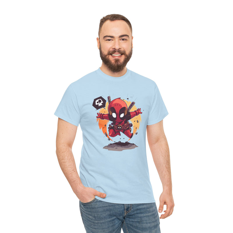 Chibi Red Masked Mercenary Tee | Cute Deadpool Style Graphic Shirt, Unisex T-Shirt, Heavy Cotton Tee, Red Masked Mercenary Shirt, Cute