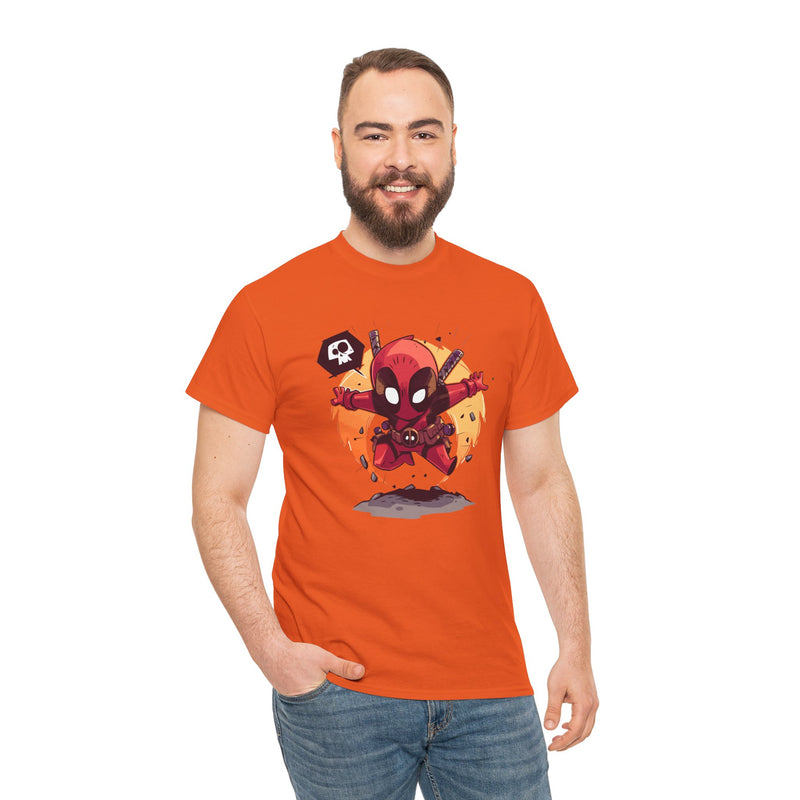 Chibi Red Masked Mercenary Tee | Cute Deadpool Style Graphic Shirt, Unisex T-Shirt, Heavy Cotton Tee, Red Masked Mercenary Shirt, Cute