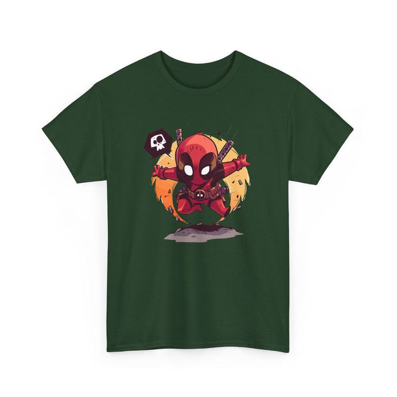 Chibi Red Masked Mercenary Tee | Cute Deadpool Style Graphic Shirt, Unisex T-Shirt, Heavy Cotton Tee, Red Masked Mercenary Shirt, Cute