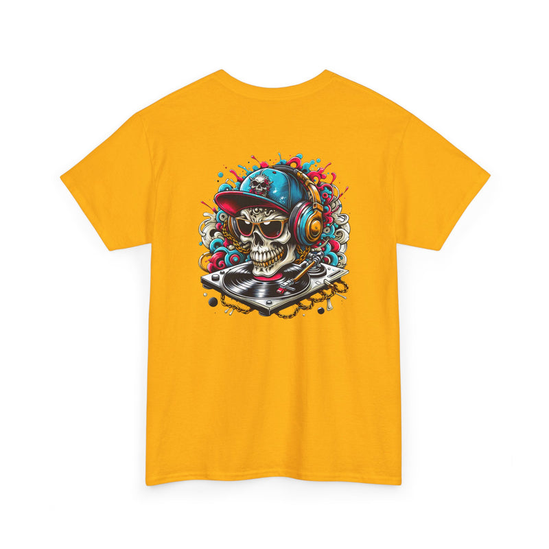 DJ Skull Graphic Tee, Music Lover Shirt, Skull with Headphones T-Shirt, Unisex Cotton Tee, DJ Gift Shirt