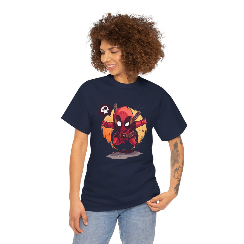 Chibi Red Masked Mercenary Tee | Cute Deadpool Style Graphic Shirt, Unisex T-Shirt, Heavy Cotton Tee, Red Masked Mercenary Shirt, Cute