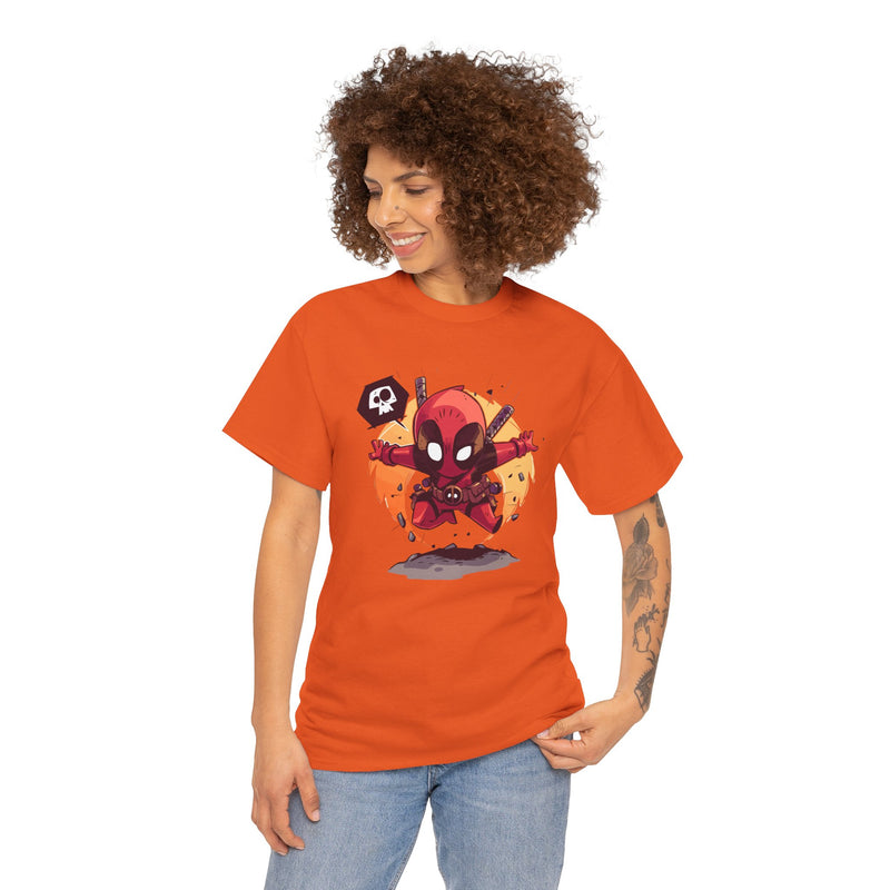 Chibi Red Masked Mercenary Tee | Cute Deadpool Style Graphic Shirt, Unisex T-Shirt, Heavy Cotton Tee, Red Masked Mercenary Shirt, Cute