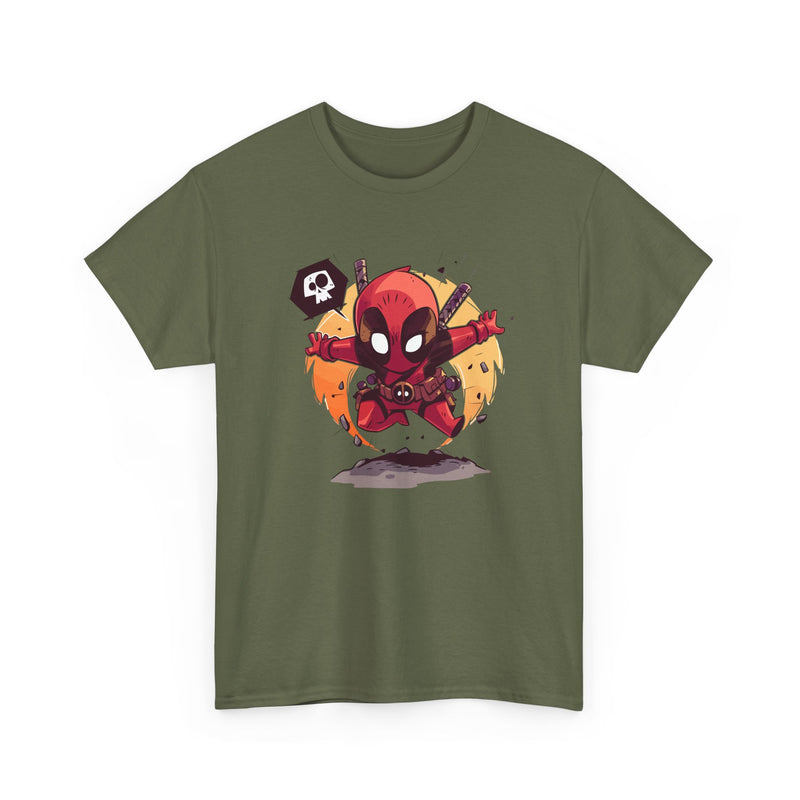 Chibi Red Masked Mercenary Tee | Cute Deadpool Style Graphic Shirt, Unisex T-Shirt, Heavy Cotton Tee, Red Masked Mercenary Shirt, Cute
