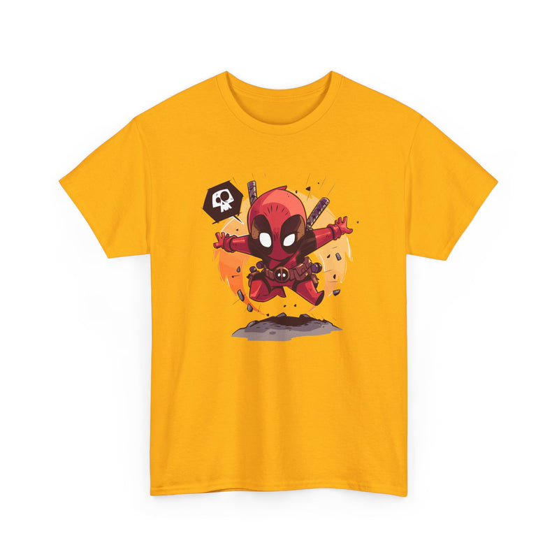 Chibi Red Masked Mercenary Tee | Cute Deadpool Style Graphic Shirt, Unisex T-Shirt, Heavy Cotton Tee, Red Masked Mercenary Shirt, Cute