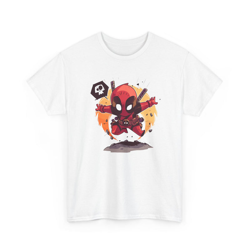 Chibi Red Masked Mercenary Tee | Cute Deadpool Style Graphic Shirt, Unisex T-Shirt, Heavy Cotton Tee, Red Masked Mercenary Shirt, Cute