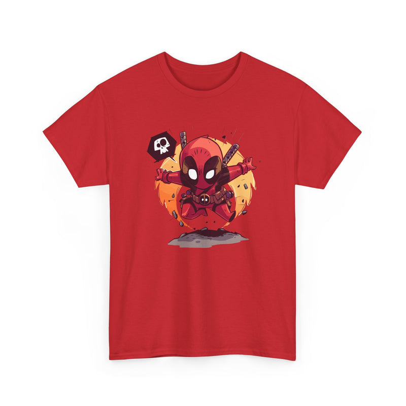 Chibi Red Masked Mercenary Tee | Cute Deadpool Style Graphic Shirt, Unisex T-Shirt, Heavy Cotton Tee, Red Masked Mercenary Shirt, Cute