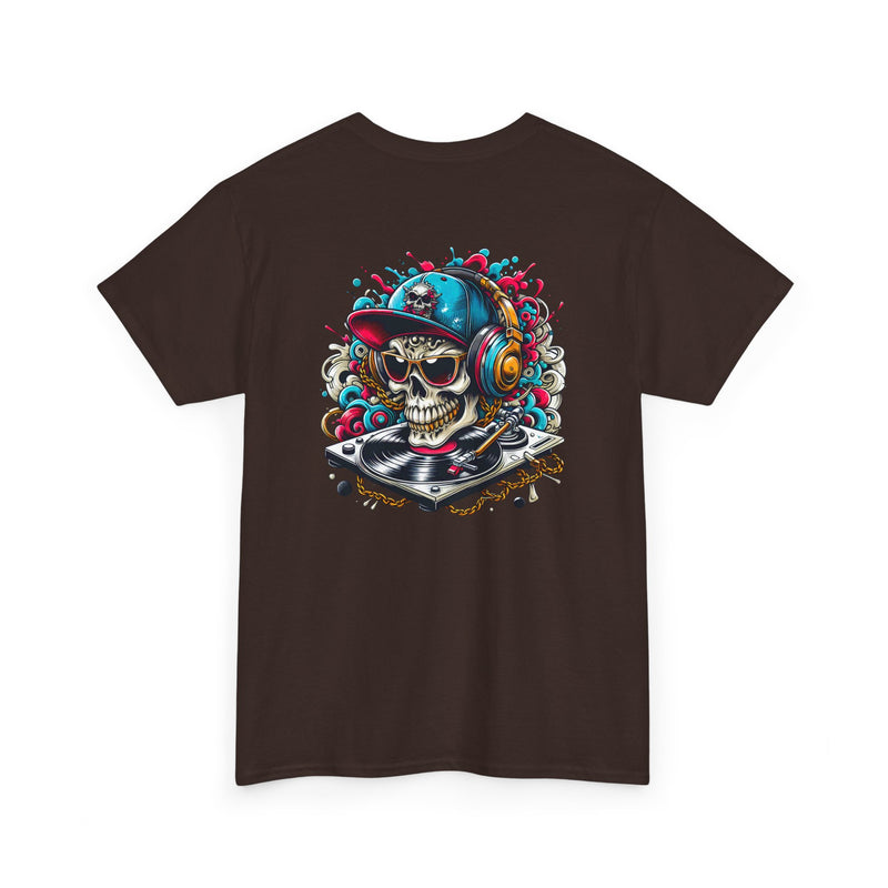 DJ Skull Graphic Tee, Music Lover Shirt, Skull with Headphones T-Shirt, Unisex Cotton Tee, DJ Gift Shirt
