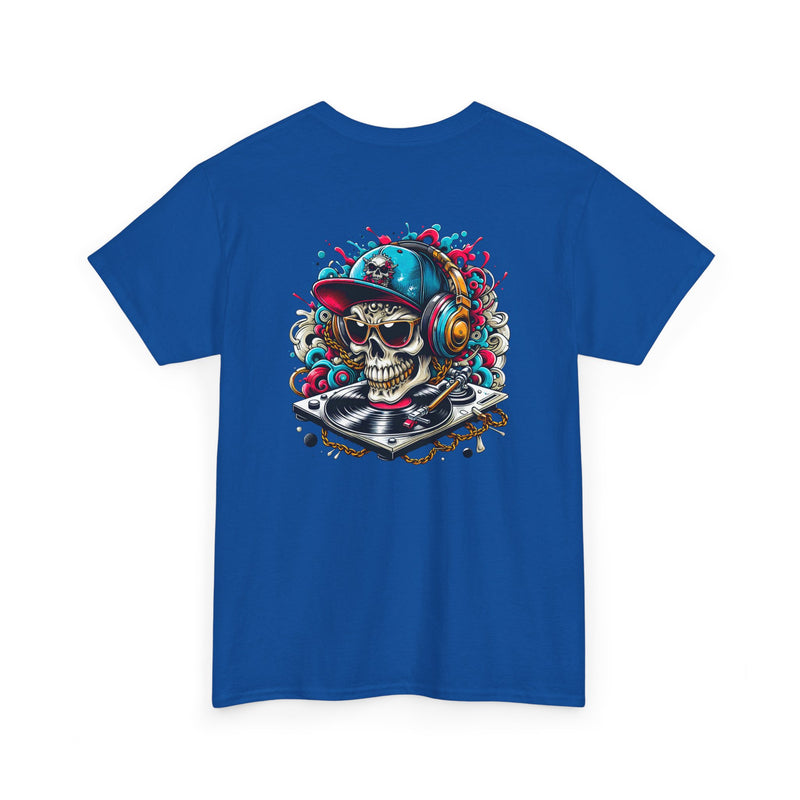 DJ Skull Graphic Tee, Music Lover Shirt, Skull with Headphones T-Shirt, Unisex Cotton Tee, DJ Gift Shirt
