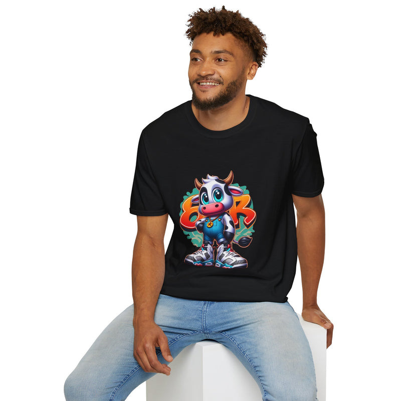 Cow Cartoon Graphic T-Shirt — Streetwear Cute Cow Design