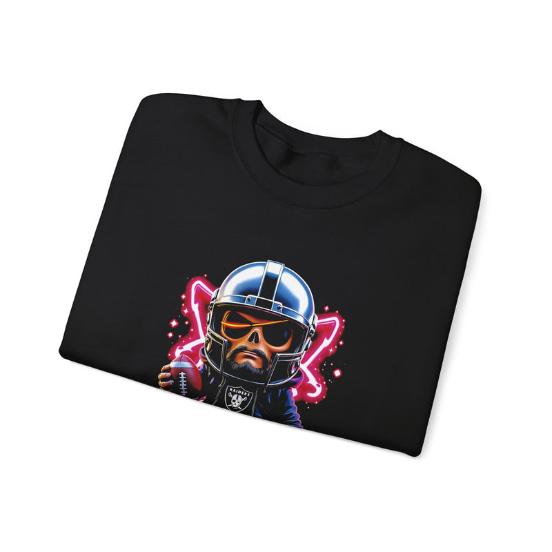 Retro Neon Raider Helmet Kid Character Sweatshirt | Football Mascot Crewneck