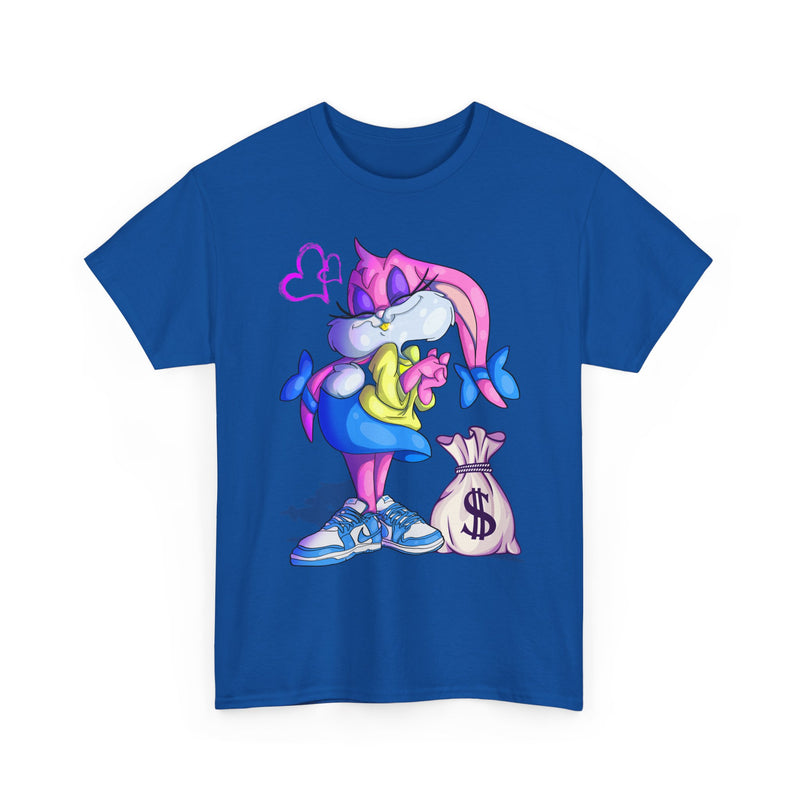 Cartoon Pink Bunny with Money Bag T-Shirt | Cute Streetwear Tee