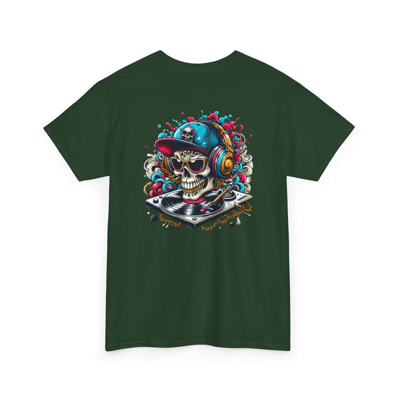 DJ Skull Graphic Tee, Music Lover Shirt, Skull with Headphones T-Shirt, Unisex Cotton Tee, DJ Gift Shirt