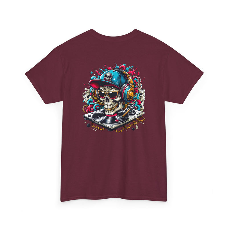 DJ Skull Graphic Tee, Music Lover Shirt, Skull with Headphones T-Shirt, Unisex Cotton Tee, DJ Gift Shirt