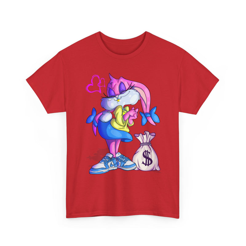 Cartoon Pink Bunny with Money Bag T-Shirt | Cute Streetwear Tee